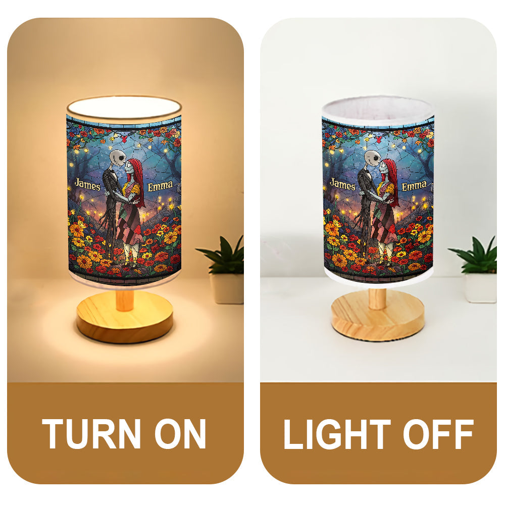 Personalized Nightmare Table Lamp with Wood Base Gift for Couples