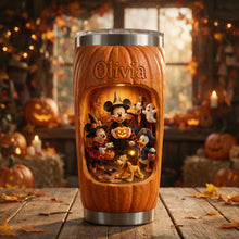 Load image into Gallery viewer, Personalized Pumpkin Tumbler with Magical Friends - Halloween Gift for Her
