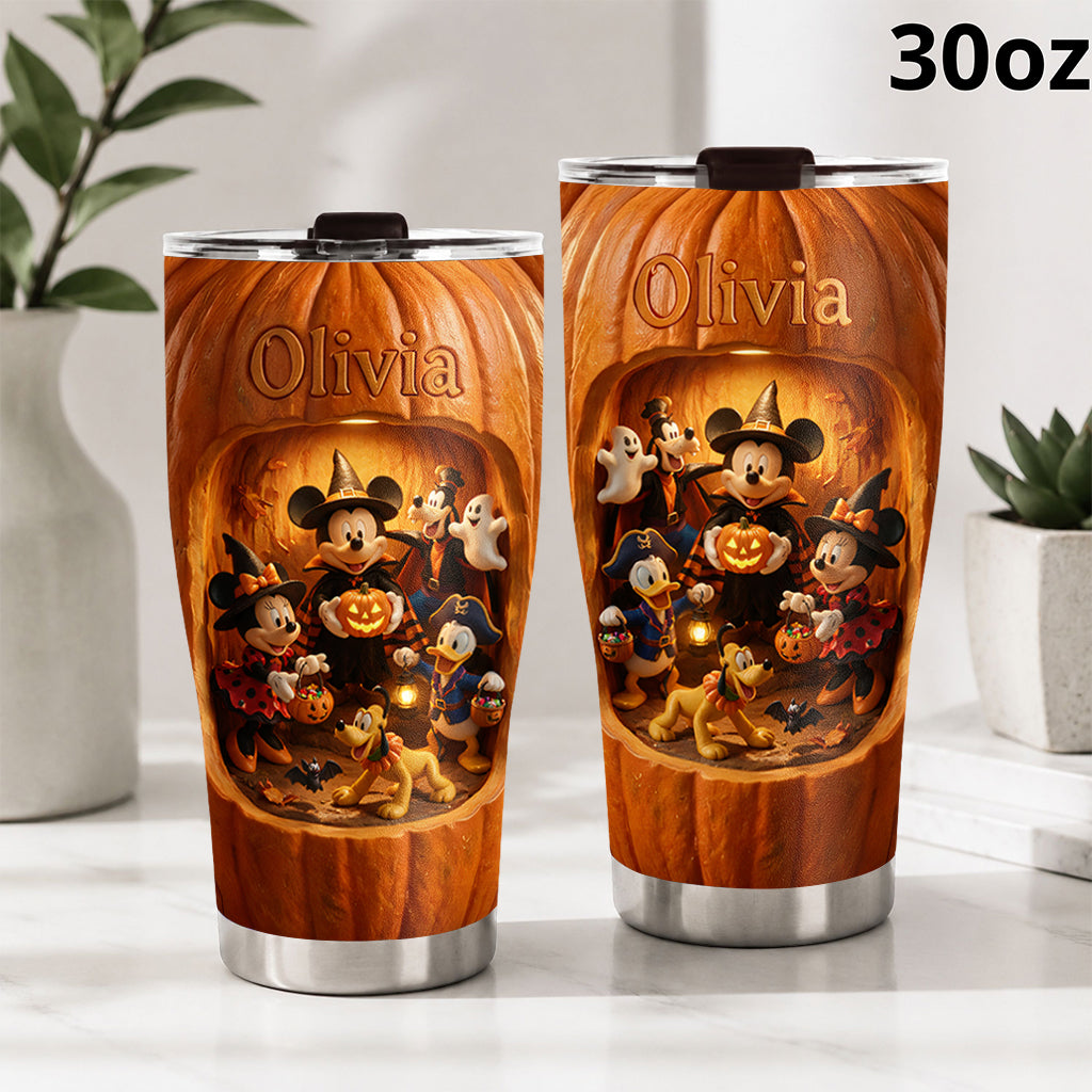 Personalized Pumpkin Tumbler with Magical Friends - Halloween Gift for Her