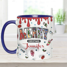 Load image into Gallery viewer, Personalized Christmas Accent Mug Custom Name Holiday Gift
