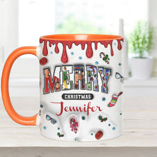 Load image into Gallery viewer, Personalized Christmas Accent Mug Custom Name Holiday Gift
