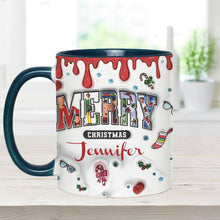 Load image into Gallery viewer, Personalized Christmas Accent Mug Custom Name Holiday Gift
