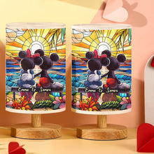 Load image into Gallery viewer, Personalized Mouse Table Lamp with Wood Base Custom Name Gift for Couples
