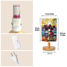 Load image into Gallery viewer, Personalized Mouse Table Lamp with Wood Base Custom Name Gift for Couples
