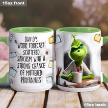 Load image into Gallery viewer, Personalized Christmas Accent Mug with Grinch Design for Holiday Gift
