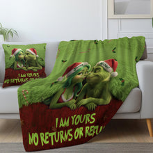 Load image into Gallery viewer, Personalized Grinch Christmas Blanket &amp; Pillow Set Gift for Couple
