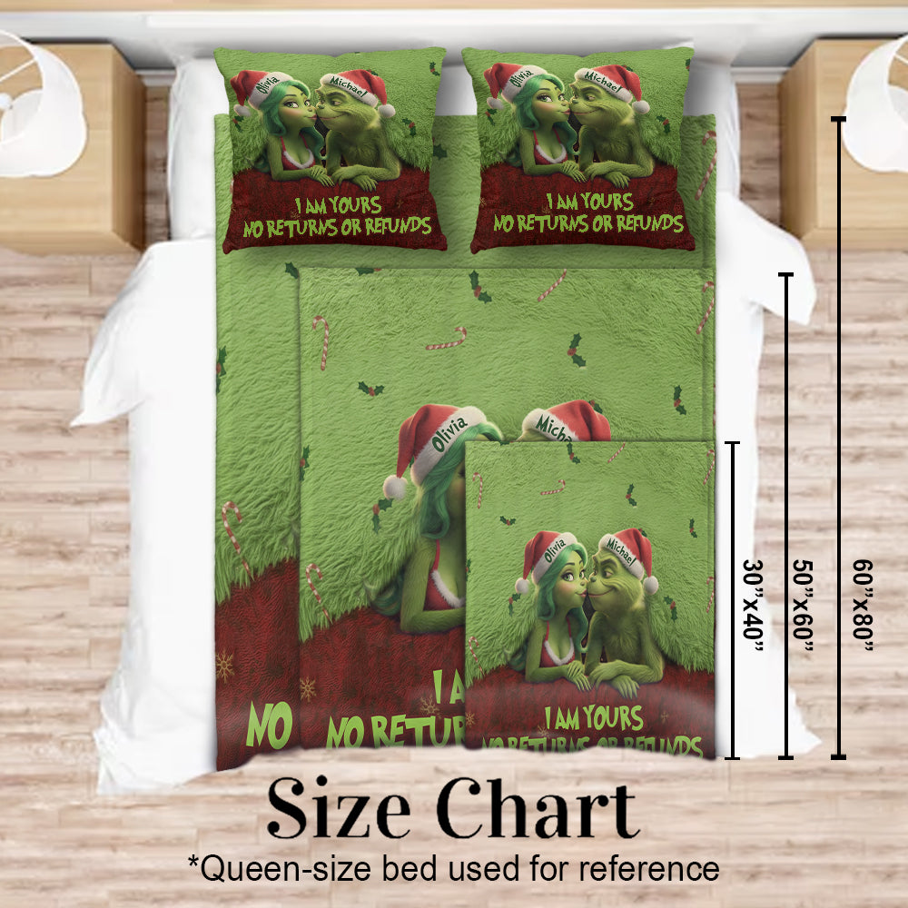 Personalized Grinch Christmas Blanket & Pillow Set Gift for Couple