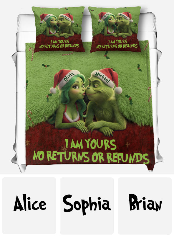 Personalized Grinch Christmas Blanket & Pillow Set Gift for Couple