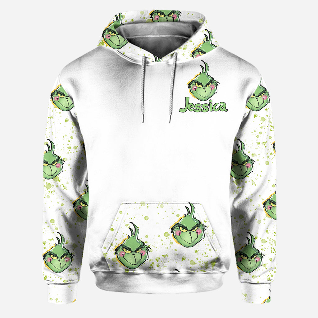 Personalized Grinch Hoodie and Leggings Set for Christmas Gift