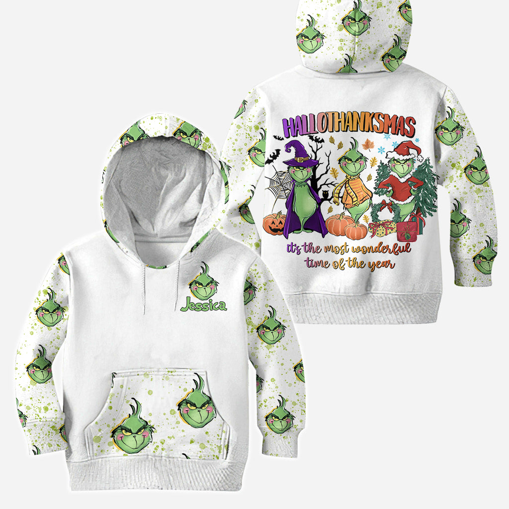 Personalized Grinch Hoodie and Leggings Set for Christmas Gift