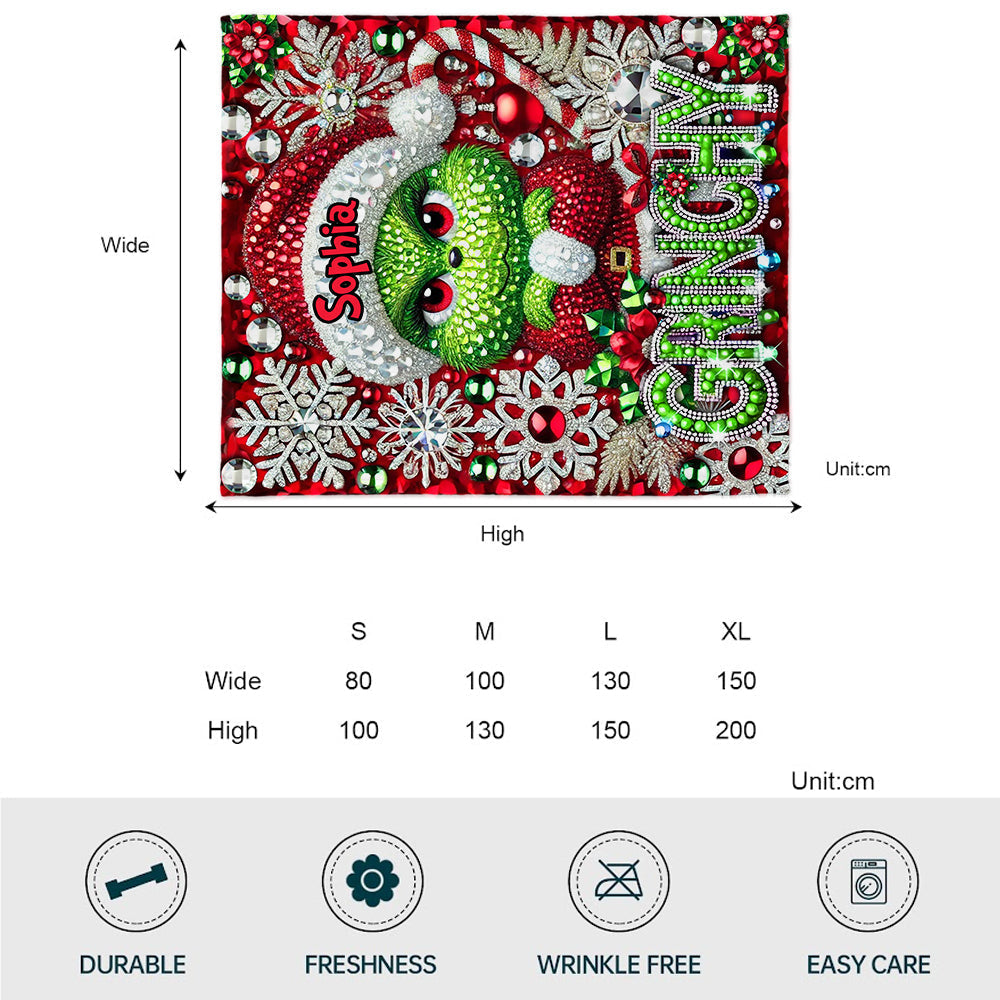 Personalized Grinchmas Blanket Custom Name Holiday Gift