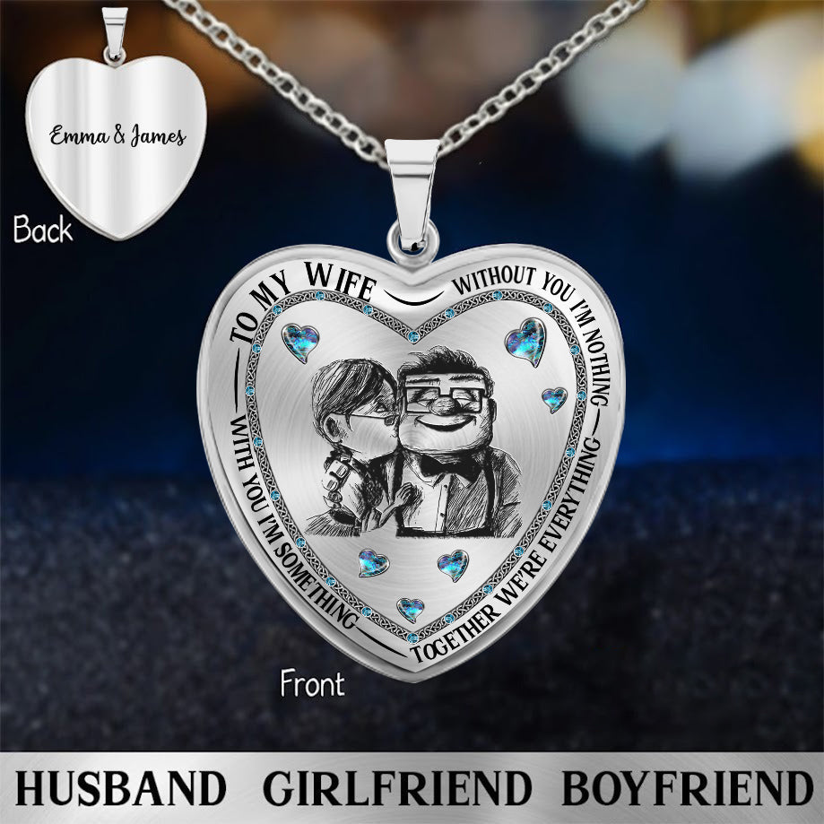 Personalized Heart Pendant Necklace Custom Engraving Gift for Wife