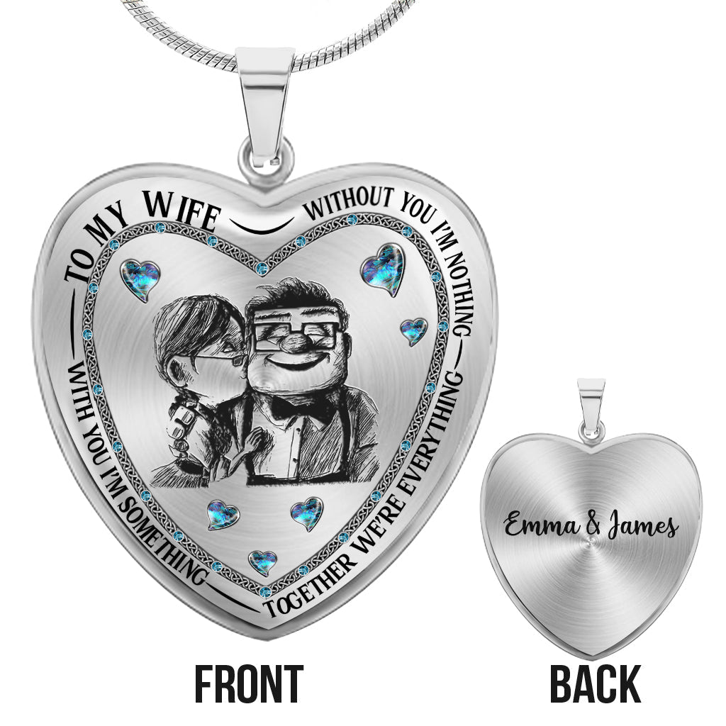 Personalized Heart Pendant Necklace Custom Engraving Gift for Wife