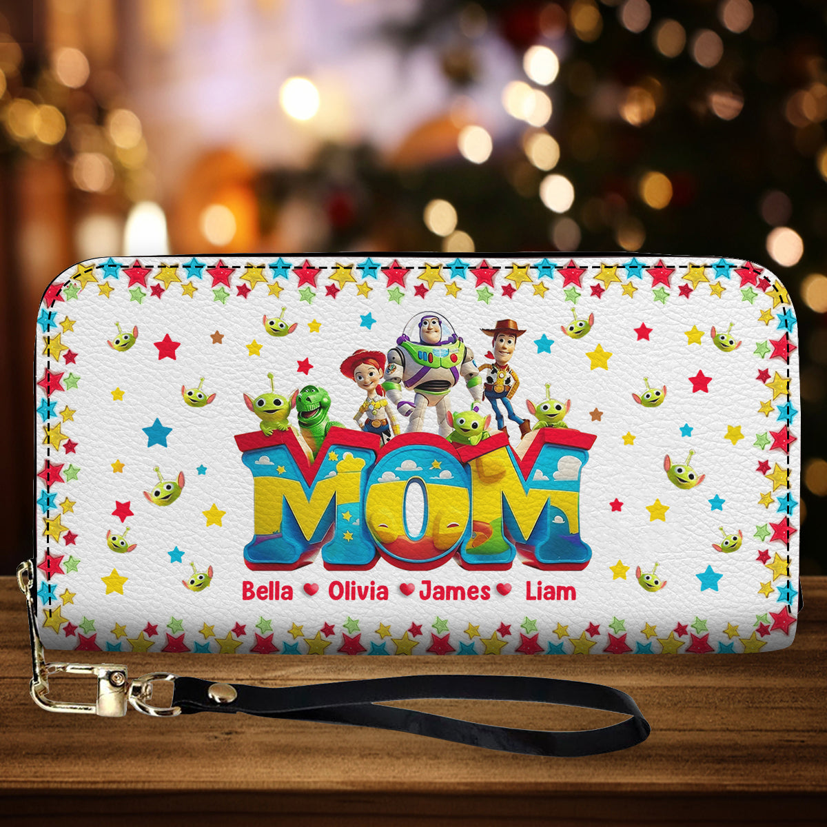 Personalized Leather Long Wallet Custom Name Gift for Mom