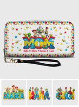 Load image into Gallery viewer, Personalized Leather Long Wallet Custom Name Gift for Mom
