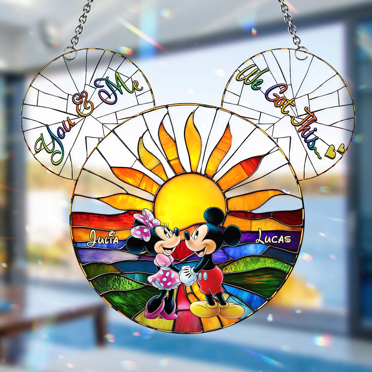 Personalized Mickey & Minnie Mouse Suncatcher Ornament Gift
