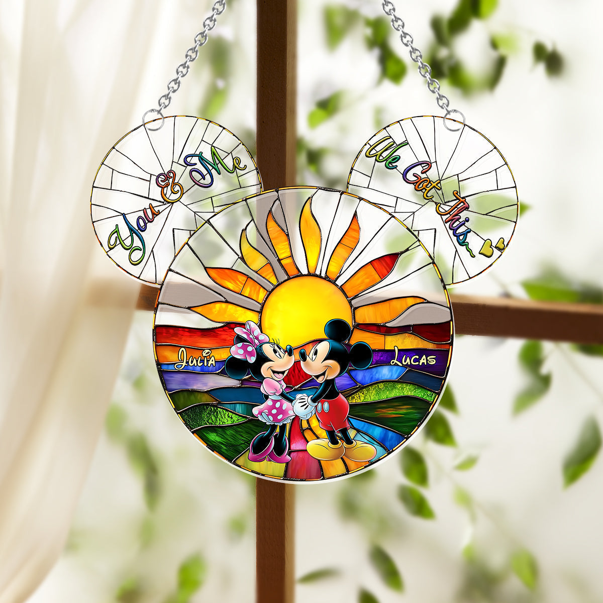 Personalized Mickey & Minnie Mouse Suncatcher Ornament Gift