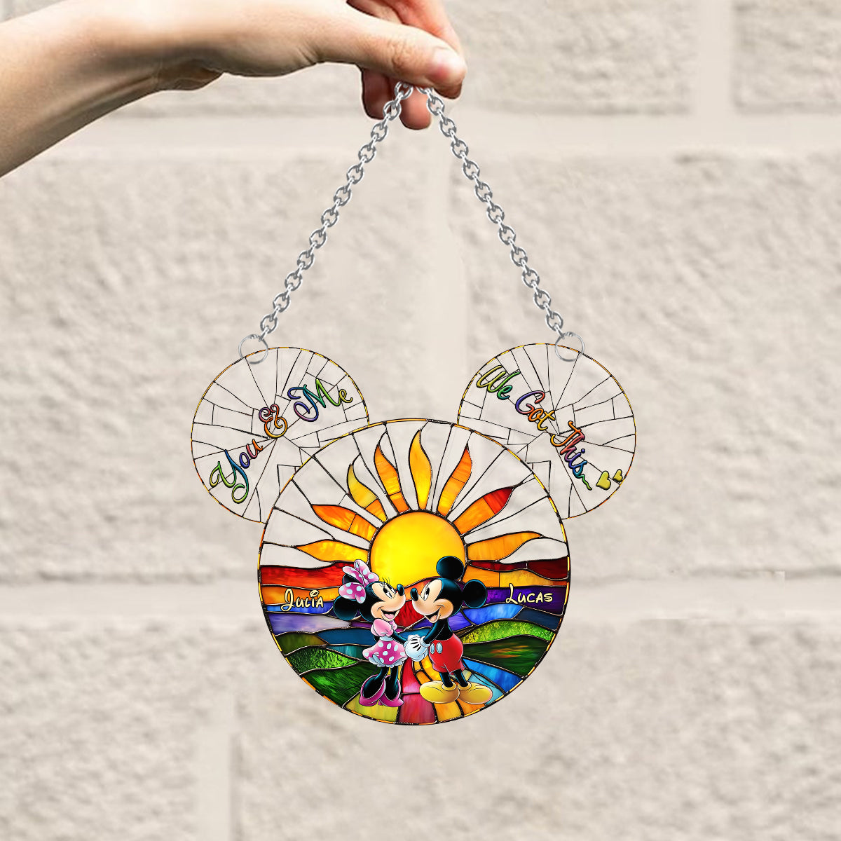 Personalized Mickey & Minnie Mouse Suncatcher Ornament Gift