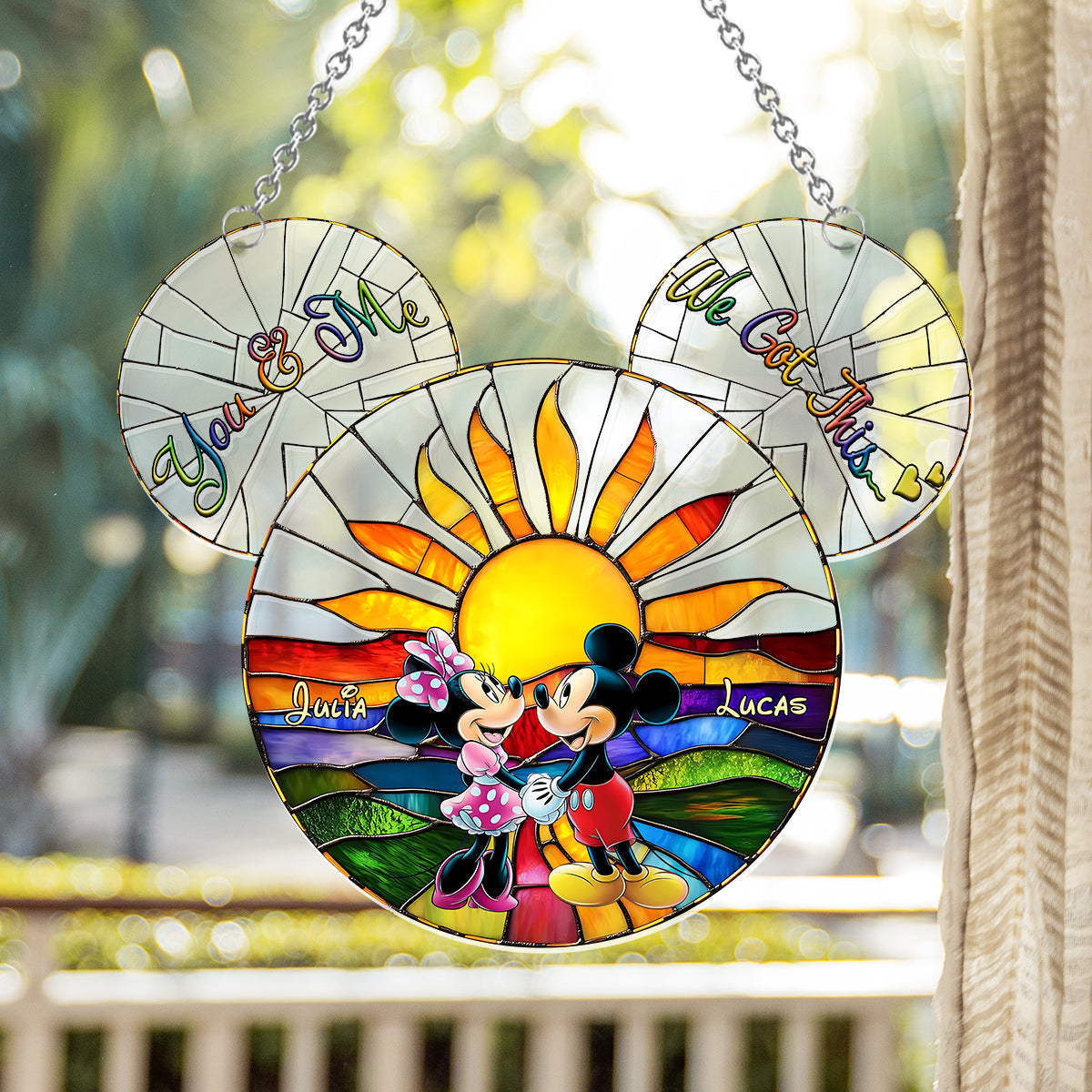 Personalized Mickey & Minnie Mouse Suncatcher Ornament Gift
