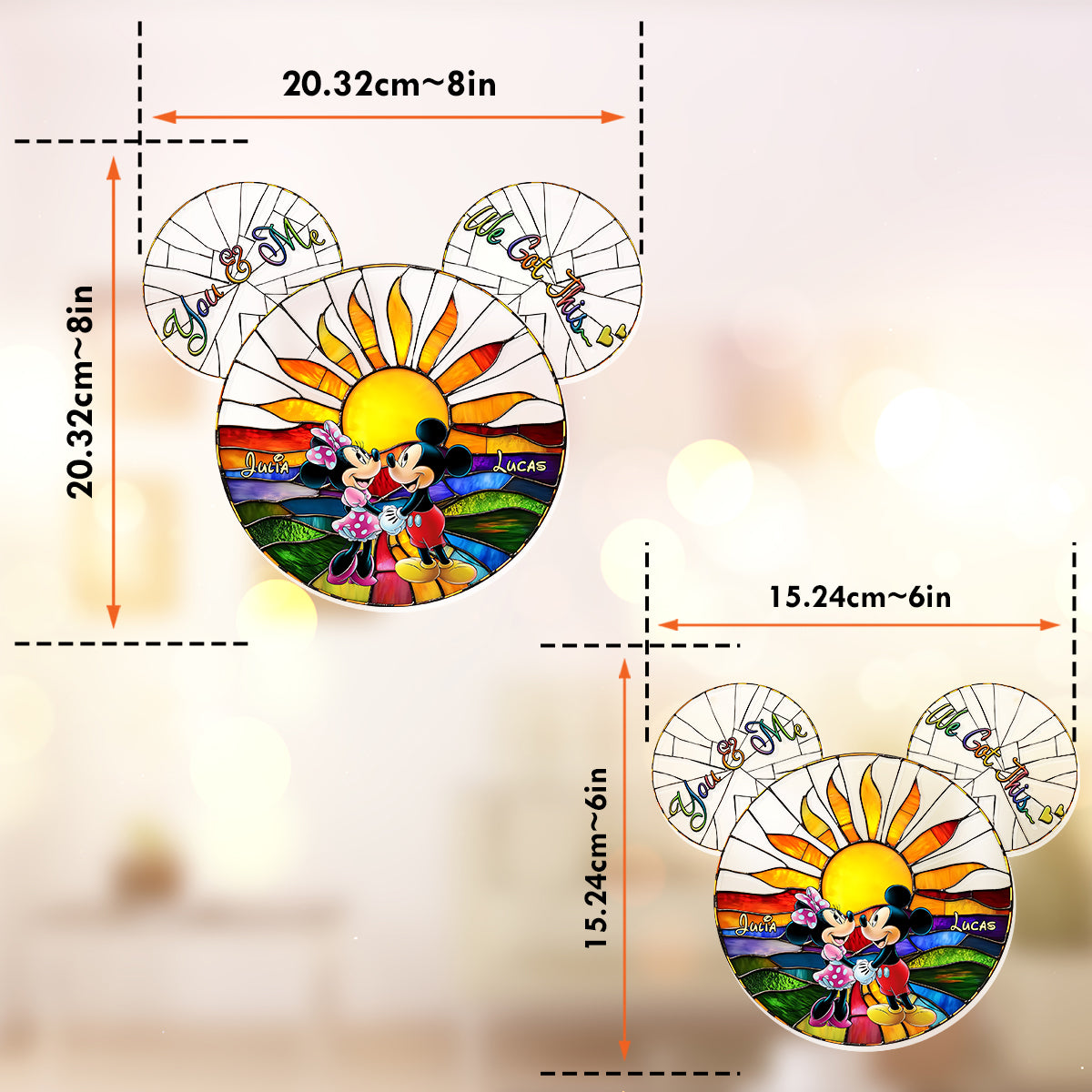 Personalized Mickey & Minnie Mouse Suncatcher Ornament Gift