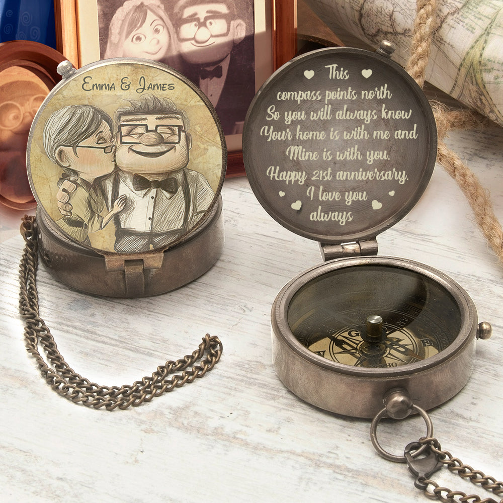 Personalized Couple Compass Gift for Anniversary or Christmas