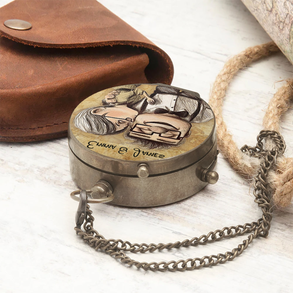 Personalized Couple Compass Gift for Anniversary or Christmas