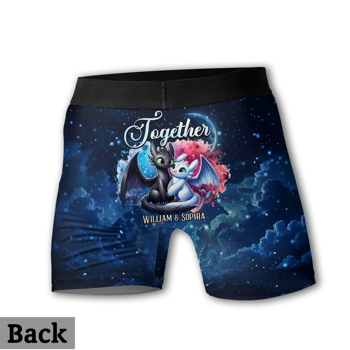 Personalized Dragon Couple Briefs Set Custom Names Gift for Couples