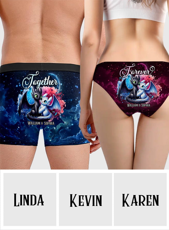 Personalized Dragon Couple Briefs Set Custom Names Gift for Couples