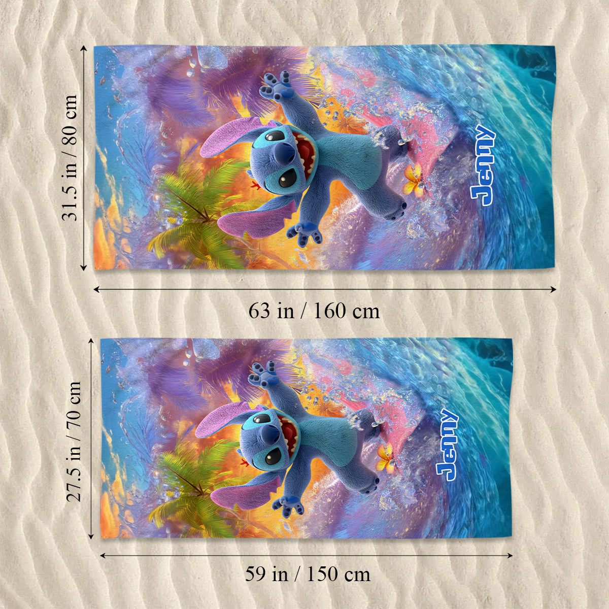 Personalized Quick-Dry Beach Towel Custom Name Ohana Gift