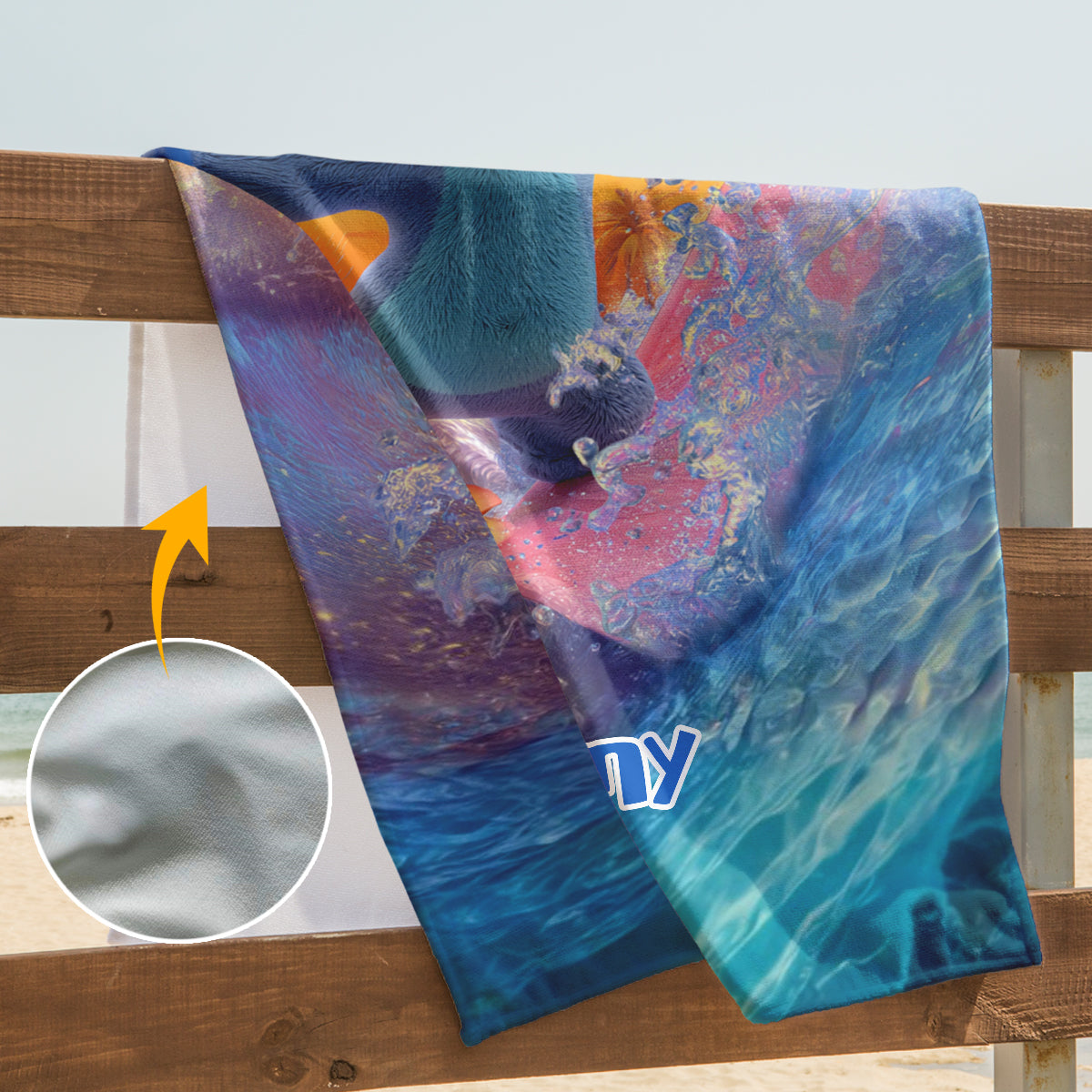 Personalized Quick-Dry Beach Towel Custom Name Ohana Gift