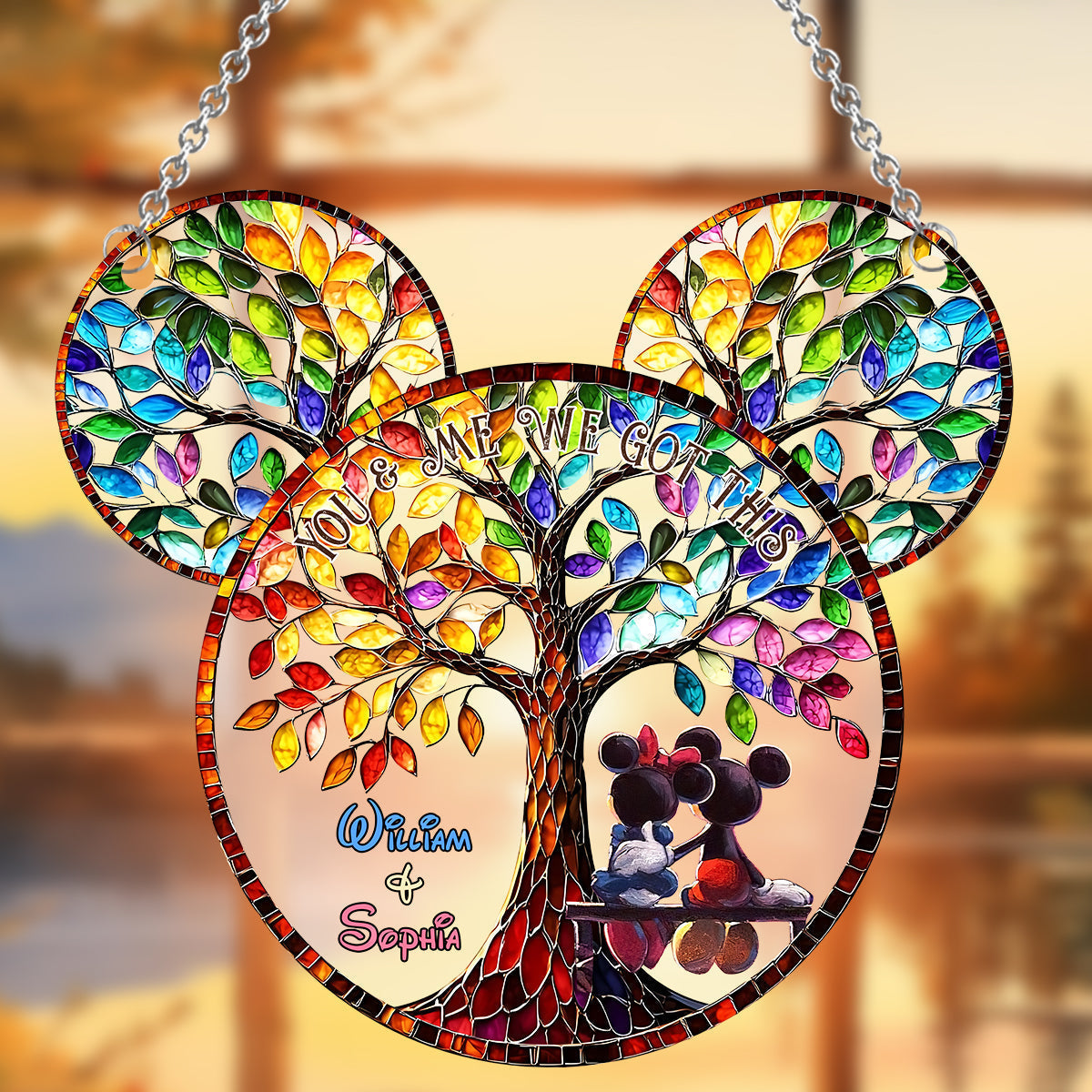 Personalized Window Hanging Suncatcher Ornament Gift for Couples | Custom Name Decor