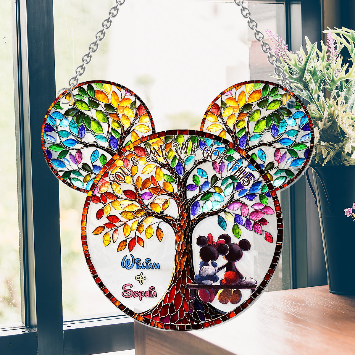 Personalized Window Hanging Suncatcher Ornament Gift for Couples | Custom Name Decor
