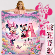 Load image into Gallery viewer, Personalized Minnie Mouse Blanket Custom Name Gift for Kids
