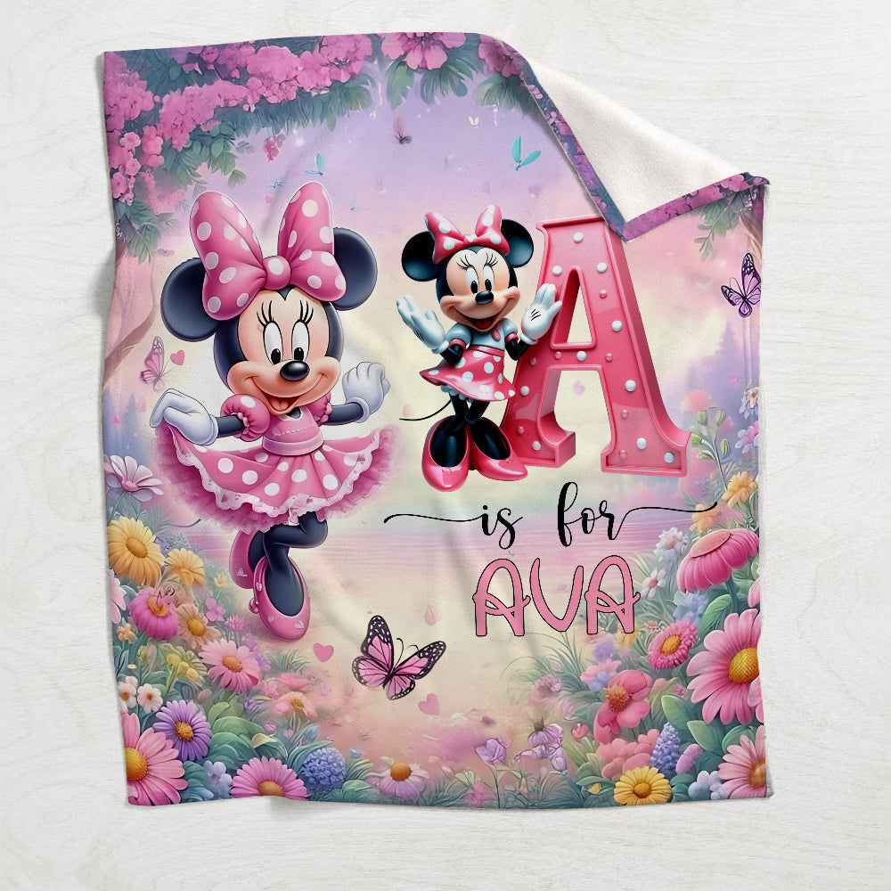 Personalized Minnie Mouse Blanket Custom Name Gift for Kids