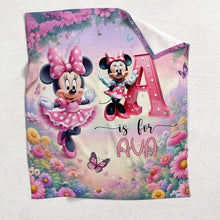 Load image into Gallery viewer, Personalized Minnie Mouse Blanket Custom Name Gift for Kids
