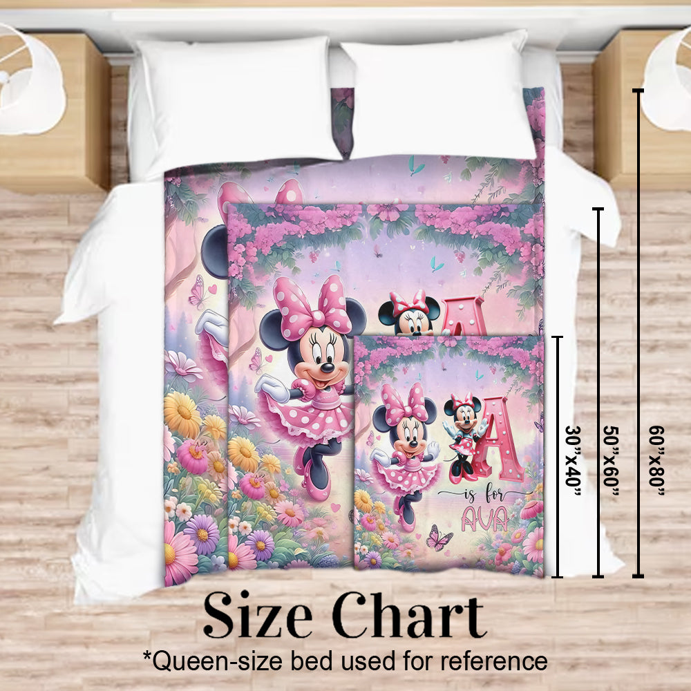 Personalized Minnie Mouse Blanket Custom Name Gift for Kids