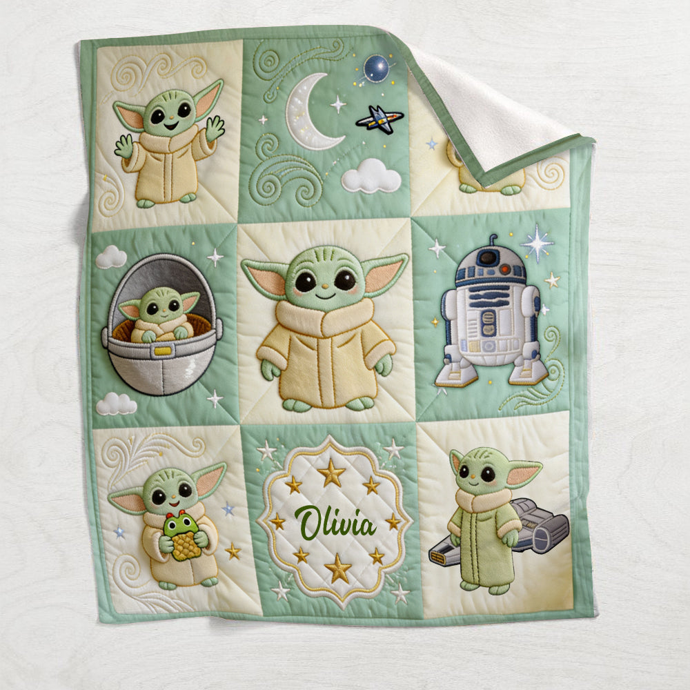 Personalized Baby Yoda Blanket Custom Name Gift for Kids