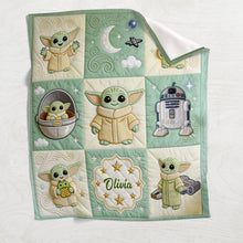 Load image into Gallery viewer, Personalized Baby Yoda Blanket Custom Name Gift for Kids

