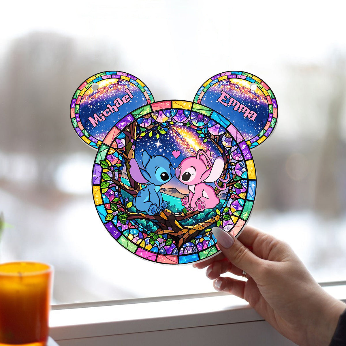 Personalized Ohana Suncatcher Ornament Custom Gift for Couples