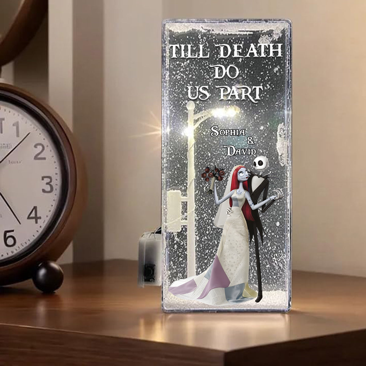 Personalized Nightmare Snowflake Night Light for Couples | Unique Gift