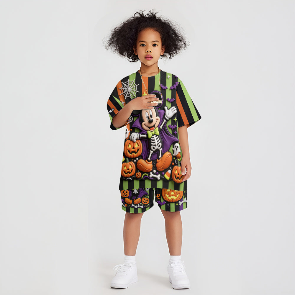 Personalized Halloween Mickey Mouse T-Shirt & Shorts Set for Kids