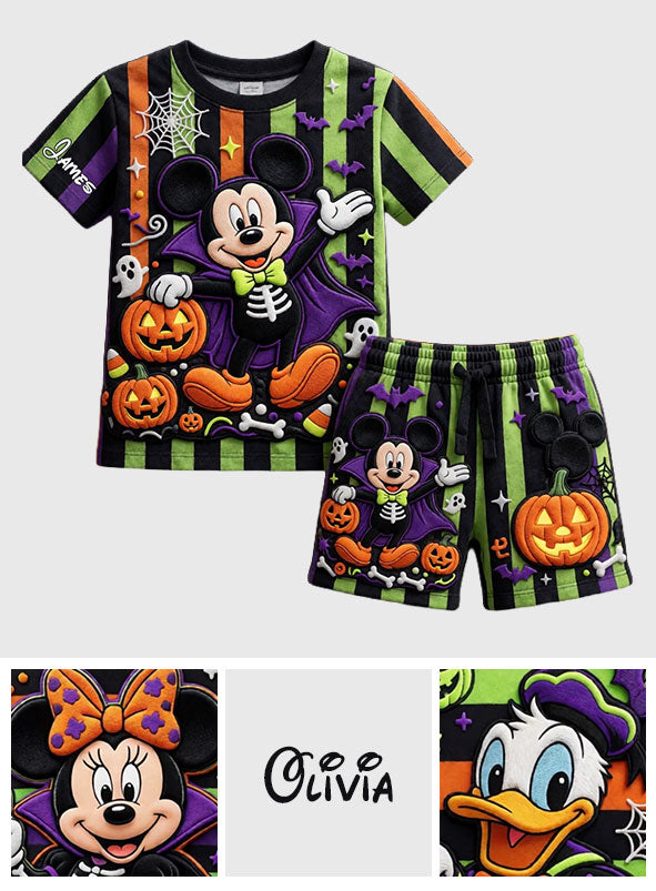 Personalized Halloween Mickey Mouse T-Shirt & Shorts Set for Kids