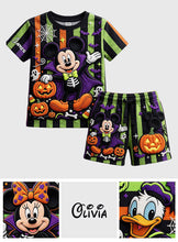 Load image into Gallery viewer, Personalized Halloween Mickey Mouse T-Shirt &amp; Shorts Set for Kids
