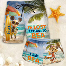 Load image into Gallery viewer, Personalized Tropical Hawaiian Beach Shorts for Couples - Custom Name Matching Set
