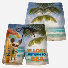 Load image into Gallery viewer, Personalized Tropical Hawaiian Beach Shorts for Couples - Custom Name Matching Set
