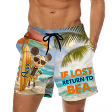 Load image into Gallery viewer, Personalized Tropical Hawaiian Beach Shorts for Couples - Custom Name Matching Set
