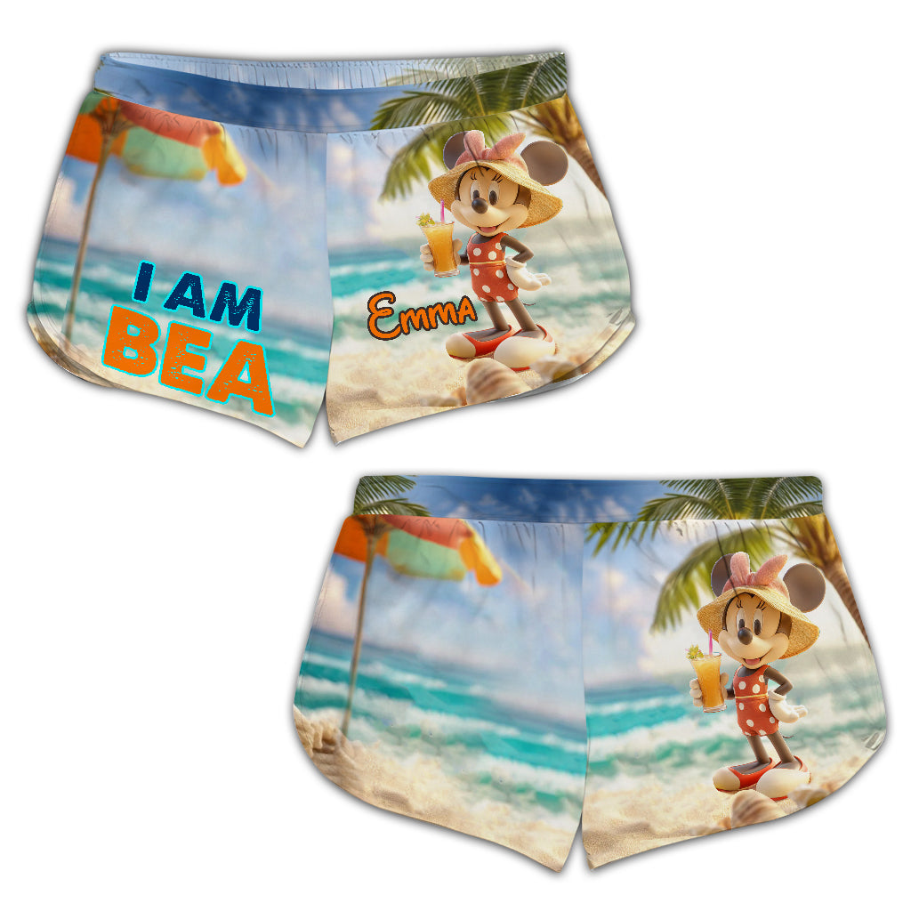 Personalized Tropical Hawaiian Beach Shorts for Couples - Custom Name Matching Set
