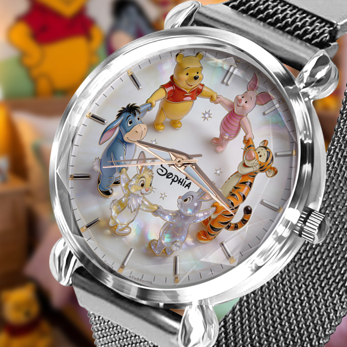 Personalized Women's Yellow Bear Watch Custom Name Gift