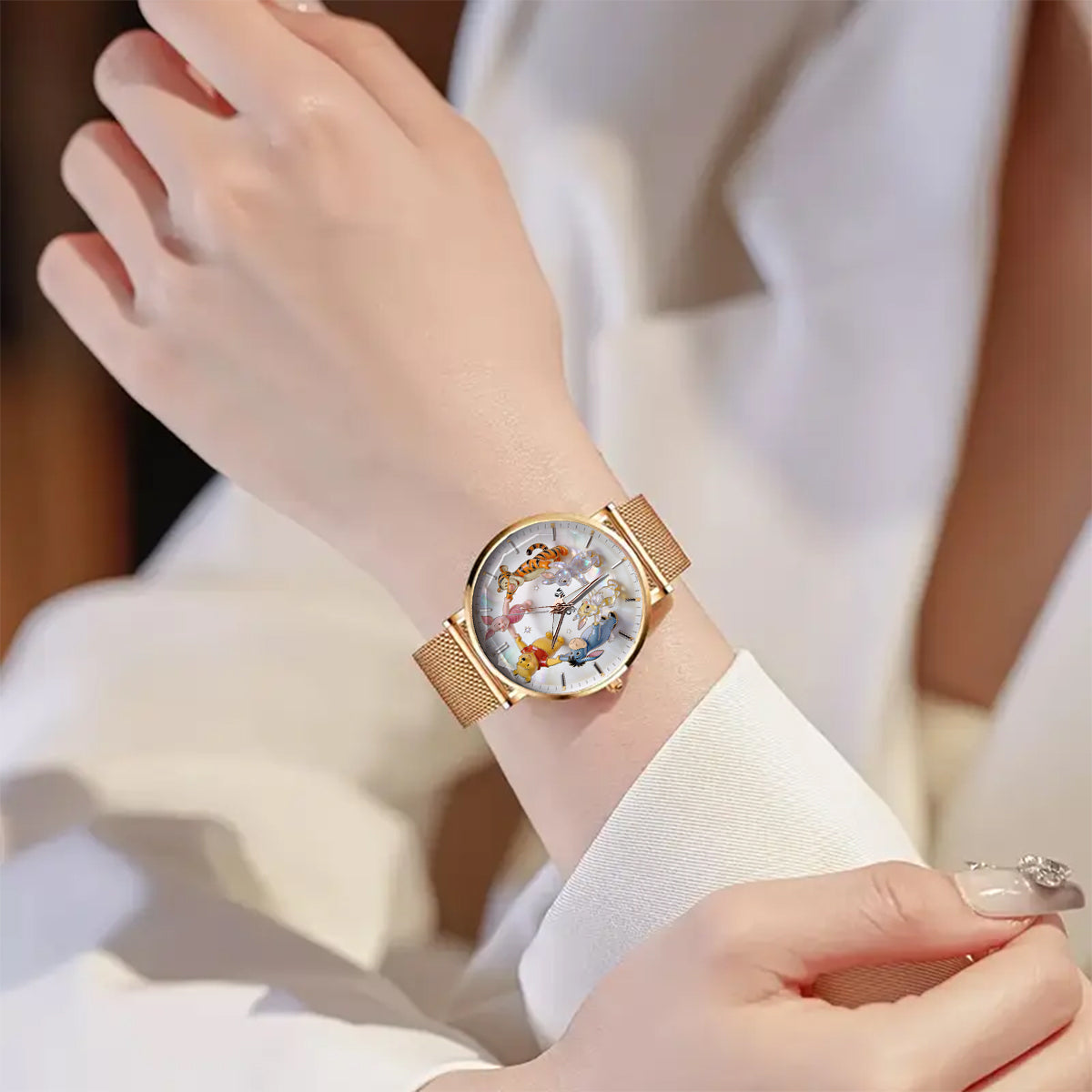 Personalized Women's Yellow Bear Watch Custom Name Gift