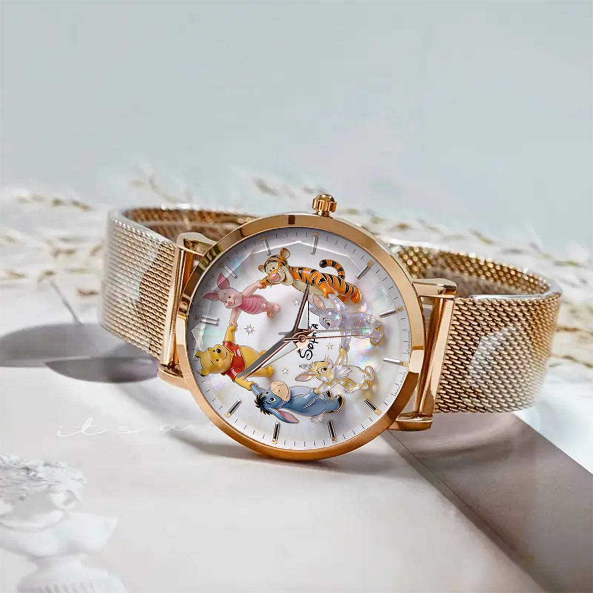 Personalized Women's Yellow Bear Watch Custom Name Gift